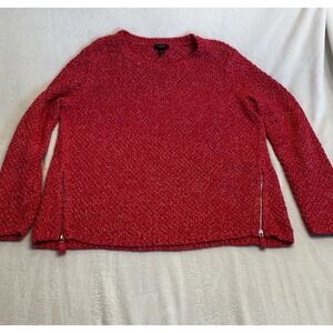 Talbots Womens Heathered Red Side Zip Chunky Sweater 1X Petite